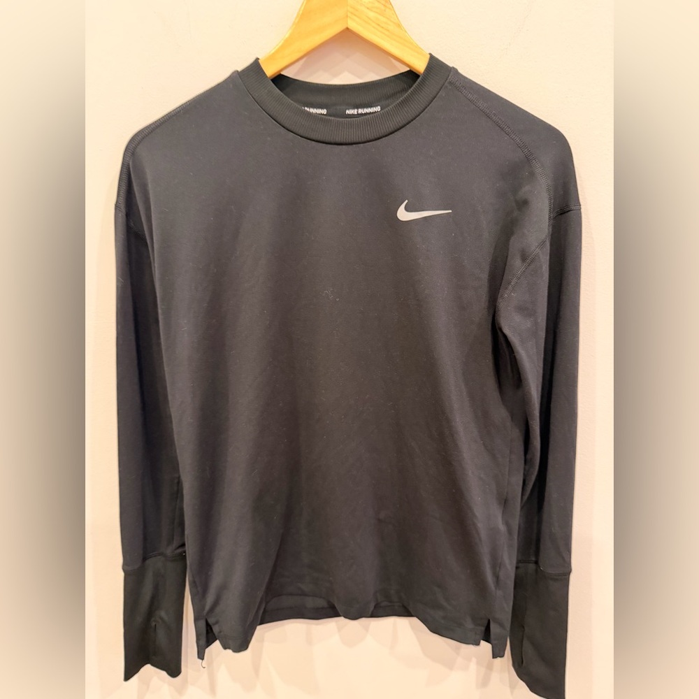 Nike Running Dri-FIT Long Sleeve Shirt Womens XS Black Athletic Training Top